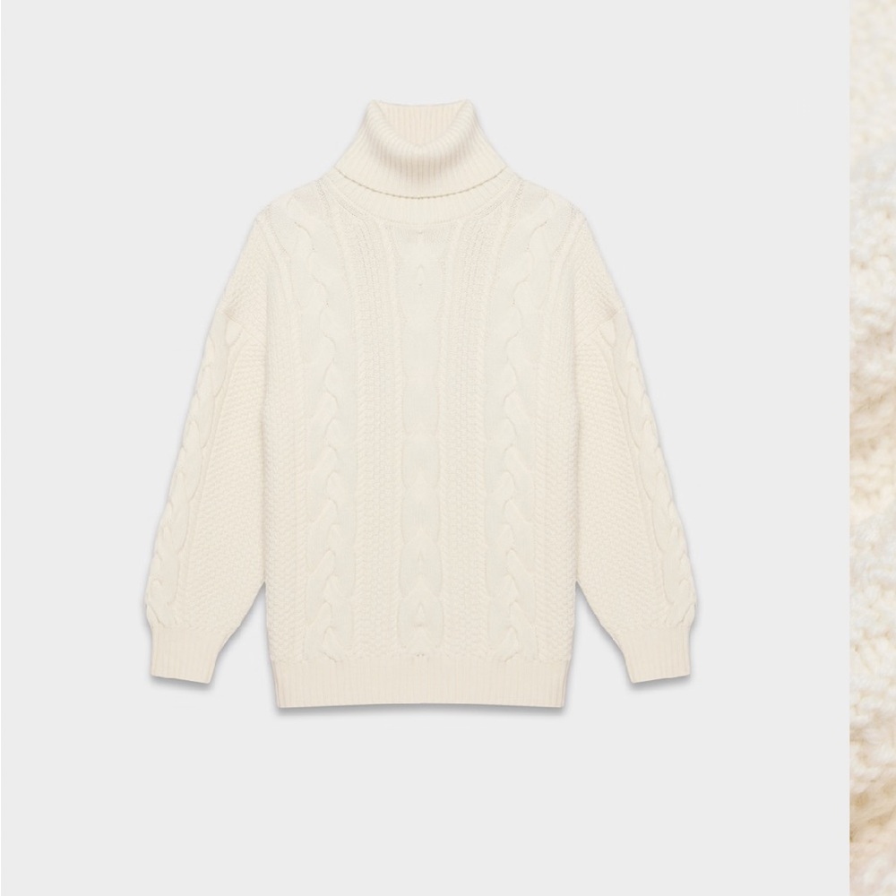 Aritzia Ivory Cable Knit Turtleneck Sweater